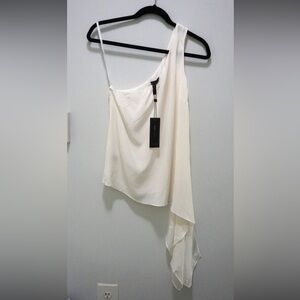 NWT BCBGMazazria silk asymmetrical one shoulder blouse